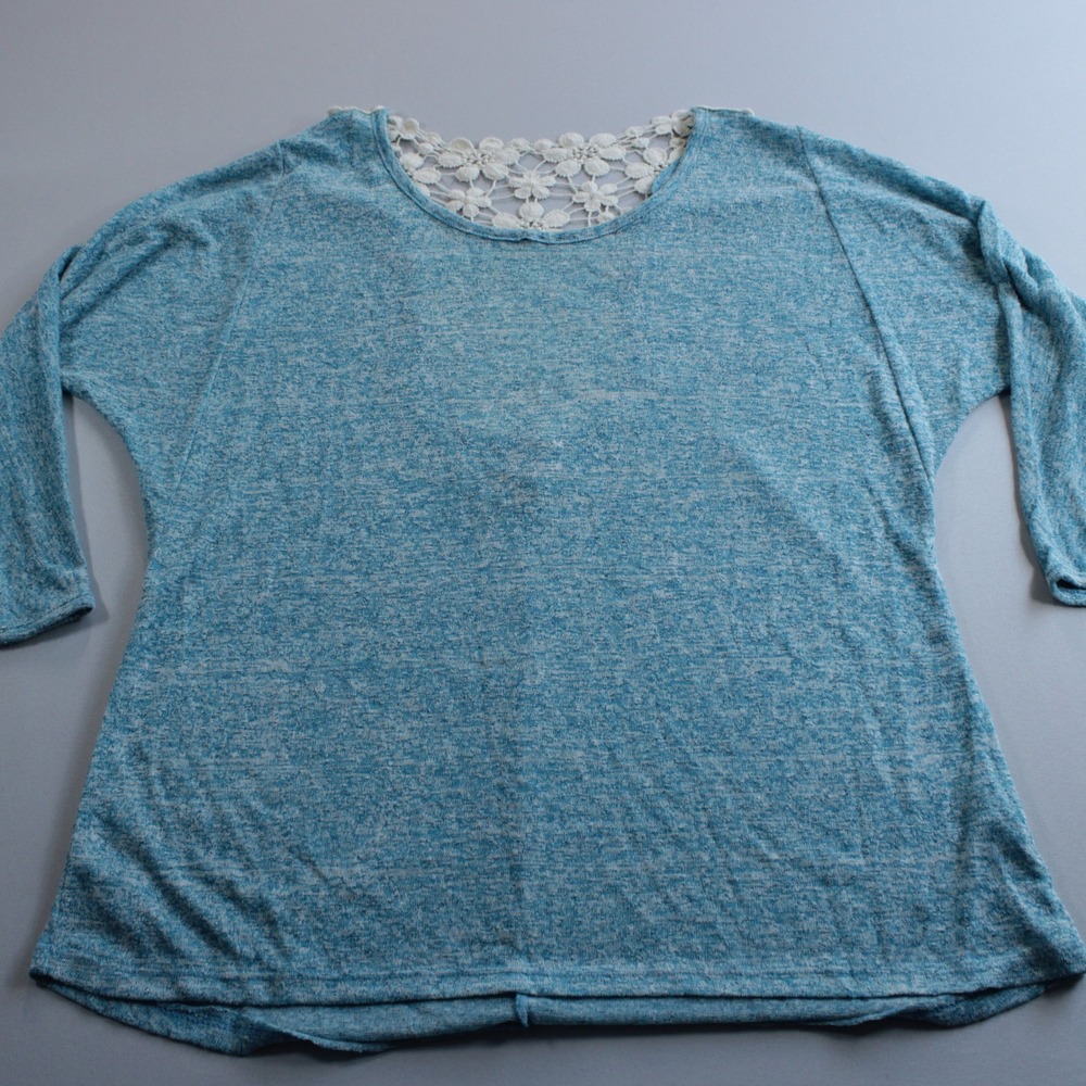 New Directions Weekend Turquoise Crochet Lace Back Top L NWT Contemporary Fashio
